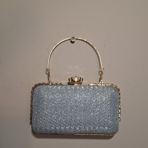 Uborse Handbags - Elegant Uborse Light Blue Shimmering Evening Clutch